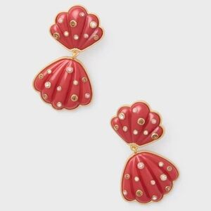 NWT Tuckernuck Coral Veda Double Shell Earrings